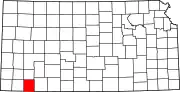 Map of Kansas highlighting Seward County