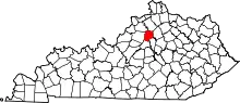Map of Kentucky highlighting Franklin County