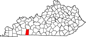 Map of Kentucky highlighting Todd County