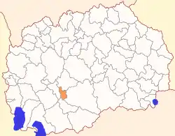 Location of Krivogaštani Municipality