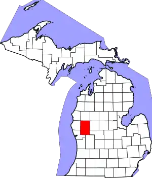 Map of Michigan highlighting Newaygo County