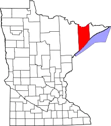 Map of Minnesota highlighting Lake County