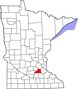 Map of Minnesota highlighting Scott County