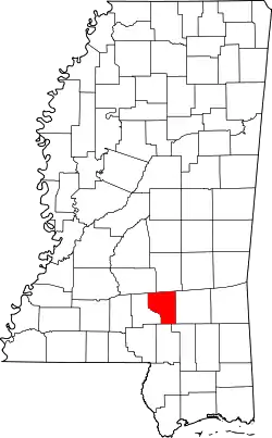 Map of Mississippi highlighting Covington County