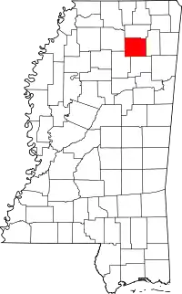 Map of Mississippi highlighting Pontotoc County