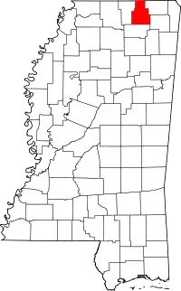 Map of Mississippi highlighting Tippah County