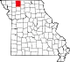 Map of Missouri highlighting Harrison County