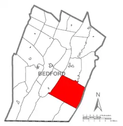 Map of Bedford County, Pennsylvania highlighting
Monroe Township