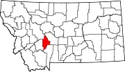 Map of Montana highlighting Broadwater County