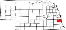 Map of Nebraska highlighting Cass County
