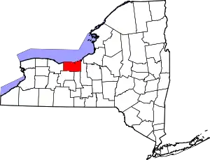 State map highlighting Wayne County