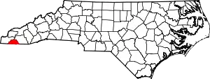 Map of North Carolina highlighting Clay County
