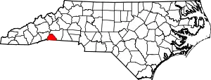 Map of North Carolina highlighting Polk County
