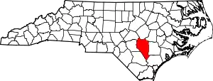 Map of North Carolina highlighting Sampson County