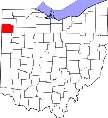 Map of Ohio highlighting Paulding County