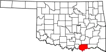 Map of Oklahoma highlighting Bryan County