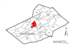 Map of Schuylkill County, Pennsylvania Highlighting Cass Township