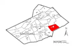 Map of Schuylkill County, Pennsylvania Highlighting East Brunswick Township