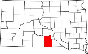 Map of South Dakota highlighting Tripp County