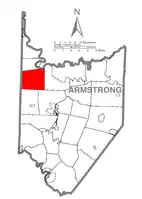 Map of Armstrong County, Pennsylvania highlighting Sugarcreek Township