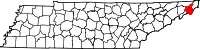 Map of Tennessee highlighting Carter County
