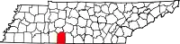 Map of Tennessee highlighting Lawrence County