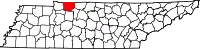 Map of Tennessee highlighting Montgomery County