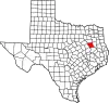 Map of Texas highlighting Anderson County