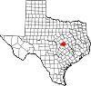 Map of Texas highlighting Bell County