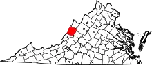 Map of Virginia highlighting Bath County