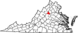 Map of Virginia highlighting Greene County