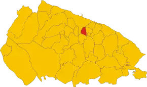 Map of comune of Valenzano (metropolitan city of Bari, region Apulia, Italy)