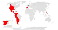 Territories that were ever part of the Spanish Empire during the Enlightenment.
