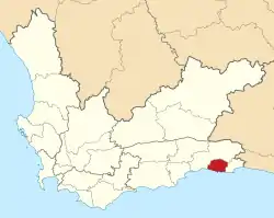 Location of Knysna within the Western Cape