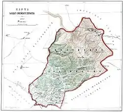 Map of the former Sultanate of Elisu. An illustration from the Collection of Information about the Caucasian Mountaineers. (in Russian, 1868–1881)