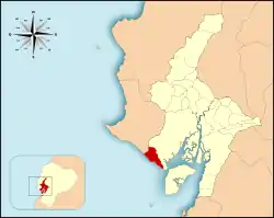 Location of Playas Canton in Guayas Province