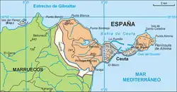 Location of Benzú within Ceuta