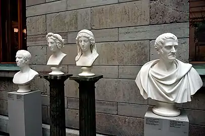 Marble busts in Room 1280, the Sculpture Courtyard.