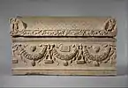 Roman marble sarcophagus with segmented garlands decorated with flowers and fruits, 200-225 CE, Tarsus, Cilicia (modern Turkey).