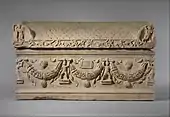 Sarcophagus with festoons; 200–225; marble; 134.6 x 223.5&nbsp;cm; Metropolitan Museum of Art