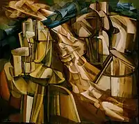 Marcel Duchamp, 1912, Le Roi et la Reine entourés de Nus vites (The King and Queen Surrounded by Swift Nudes), oil on canvas, 114.6 x 128.9&nbsp;cm, Philadelphia Museum of Art