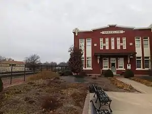 The former Atchison, Topeka and Santa Fe Railway depot in Marceline in February 2017, now as the Walt Disney Hometown Museum.