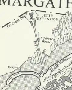 The pier, including lifeboat station, shown on a circa 1949 map