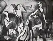 Marie Laurencin, 1910–11, Jeunes filles, oil on canvas, 115&nbsp;cm ×&nbsp;146&nbsp;cm (45&nbsp;in ×&nbsp;57&nbsp;in), Moderna Museet, Stockholm
