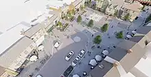 Visualisation of Market Square, Bicester from above showing continental style plaza