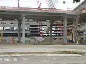 The site on July 2, 2010. The interior bowl is being completed on the west side, from a view at the outfield