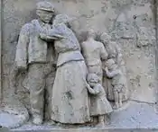 The soldier has been mobilised and says farewell to his loved ones.