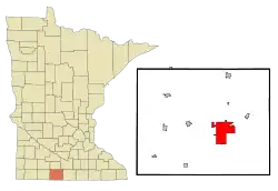 Location of the city of Fairmontwithin Martin Countyin the state of Minnesota