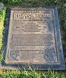 Grave of Mary Kay Bergman, at Forest Lawn Memorial Park (Hollywood Hills). Note that it features etchings of characters she voiced on South Park.