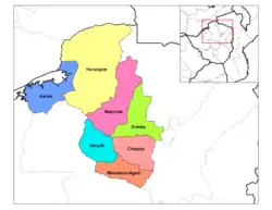 Zvimba District (light green) in Mashonaland West Province